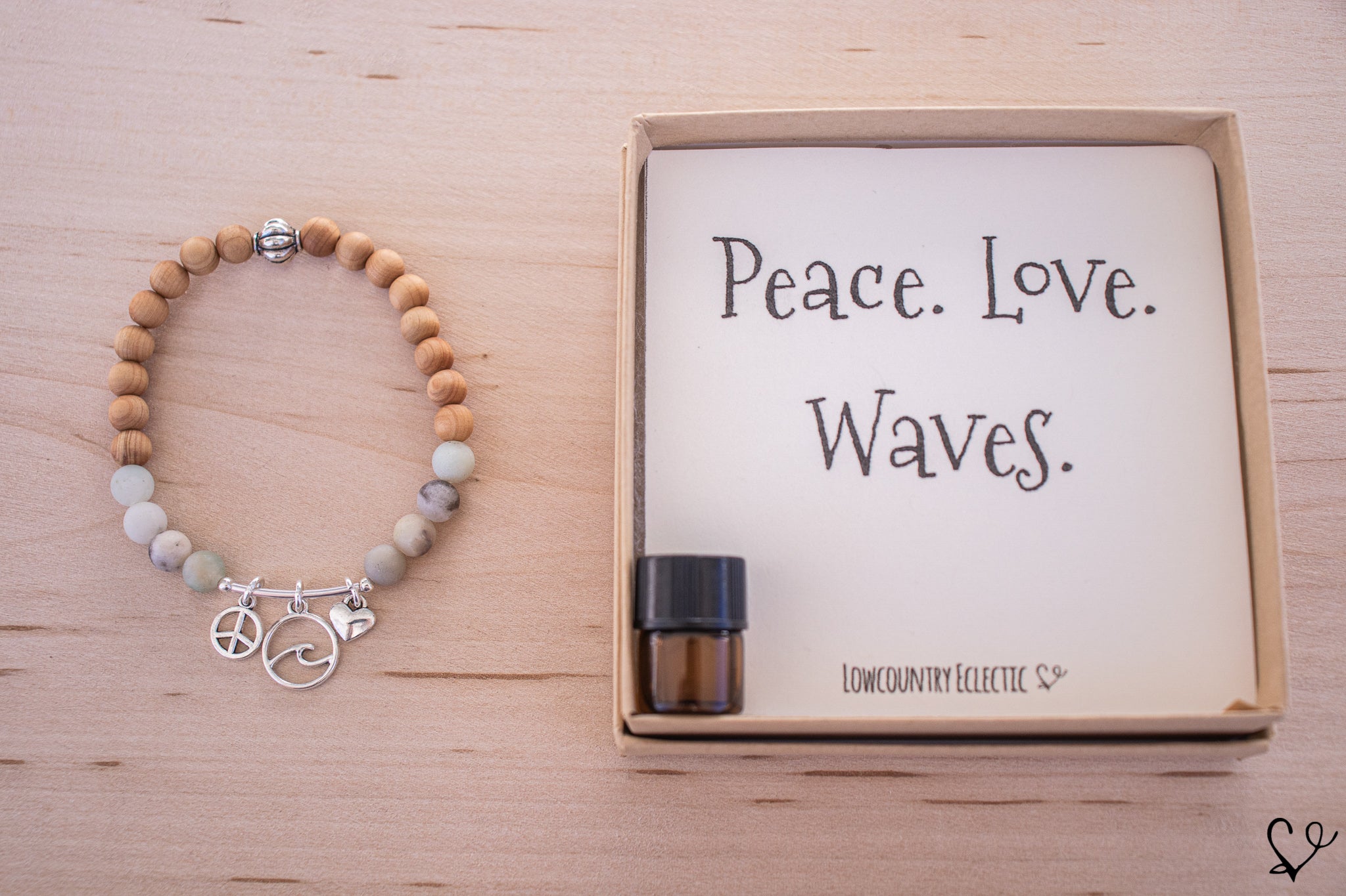 Peace & Love Bronze Hook Cord Bracelet